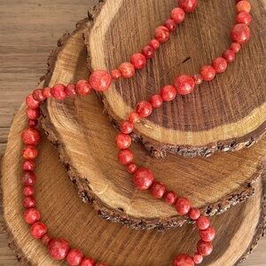 Dyed Red Coral and Sterling Silver Necklace
